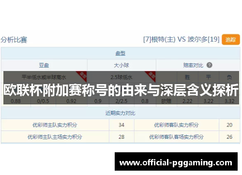 欧联杯附加赛称号的由来与深层含义探析 欧联杯附加赛称号的由来与深层含义探析